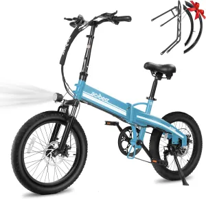 Electric Bike for Adults Peak 1200W,55Miles 28Mph Top Speed, 20" Fat Tire Folding Electric Bicycle, 48V 10.4Ah Removable Battery Ebike with 35 Speed and Front Suspension,Speedy