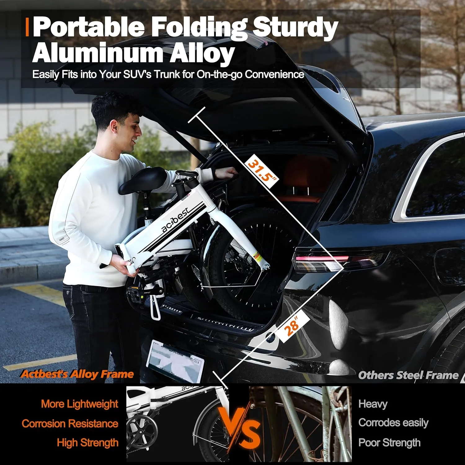Electric Bike for Adults Peak 1200W,55Miles 28Mph Top Speed, 20" Fat Tire Folding Electric Bicycle, 48V 10.4Ah Removable Battery Ebike with 35 Speed and Front Suspension,Speedy