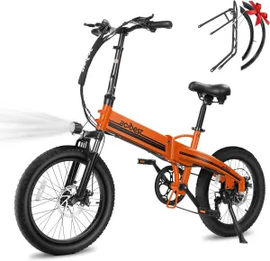 Electric Bike for Adults Peak 1200W,55Miles 28Mph Top Speed, 20" Fat Tire Folding Electric Bicycle, 48V 10.4Ah Removable Battery Ebike with 35 Speed and Front Suspension,Speedy