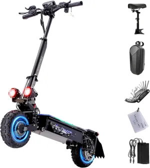 Electric Scooter Adult, 5600W Dual Motor, Off Road Scooter Adults with Seat,50 Mph Top Speed,52/62 Miles Max Range,Dual Hydraulic Damping Foldable E Scooter UL Certificated