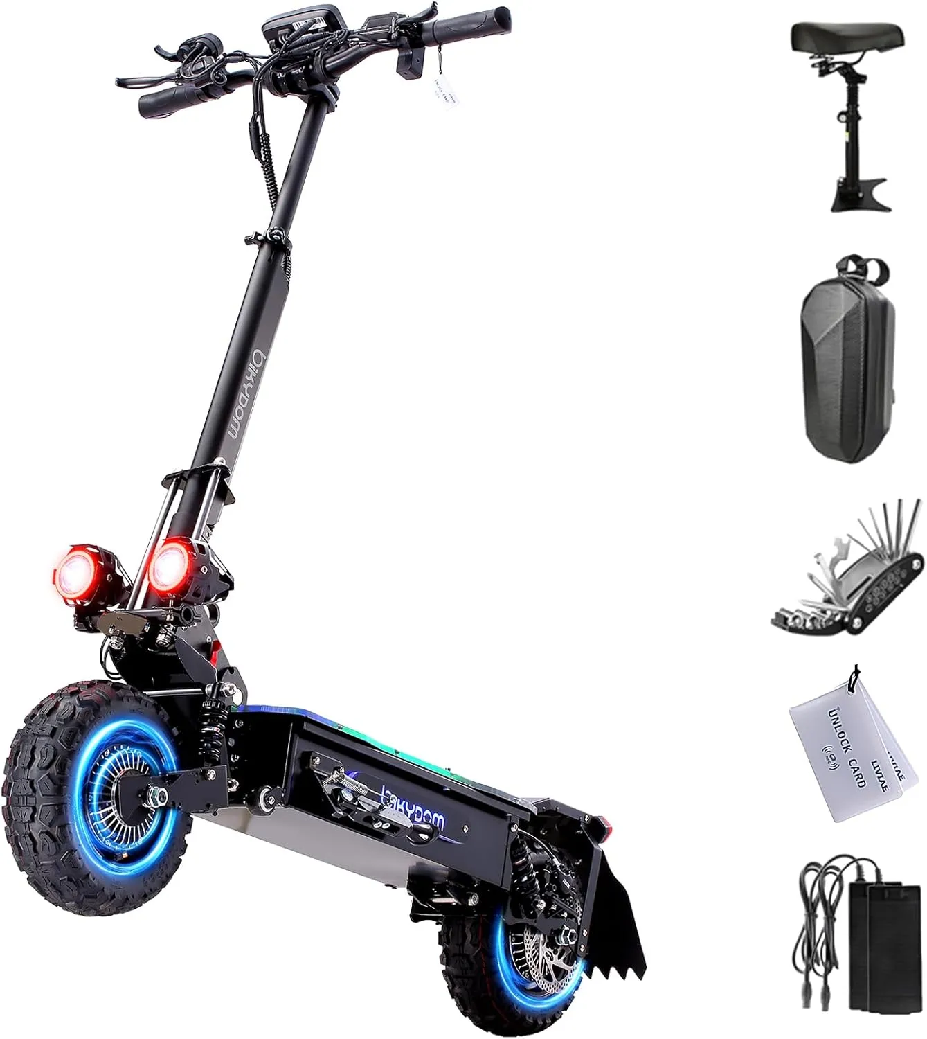 Electric Scooter Adult, 5600W Dual Motor, Off Road Scooter Adults with Seat,50 Mph Top Speed,52/62 Miles Max Range,Dual Hydraulic Damping Foldable E Scooter UL Certificated