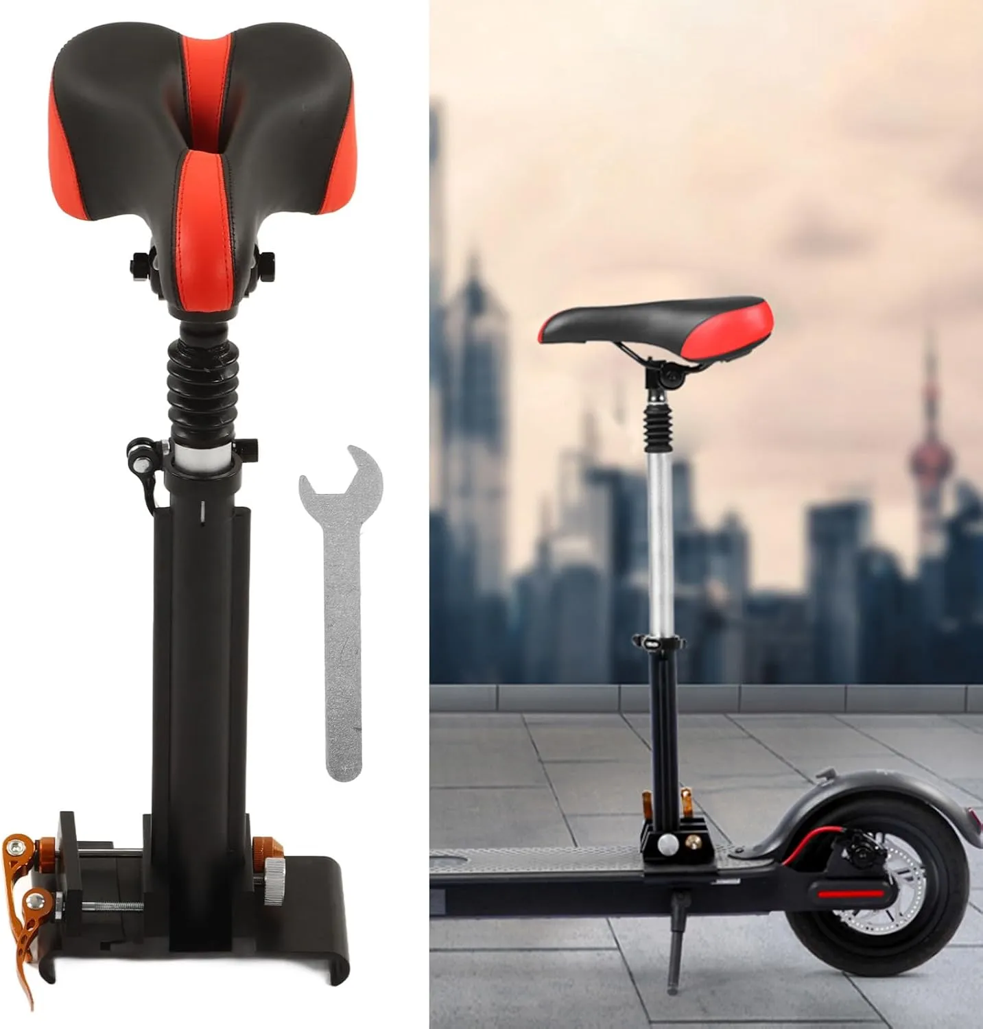 Electric Scooter Seat Saddle,Foldable Adjustable Electric Scooter Seat Replacement,Sponge Pad no Punching Electric Scooter Saddle, for Xiaomi M365