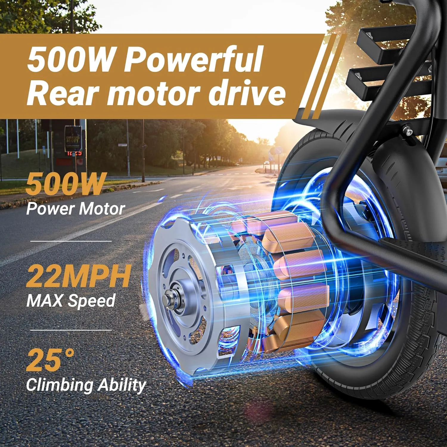 Electric Scooter with Seat - 8.5"/14'' Tires, Up to 19MPH/22MPH by 350W/500W Motor, Max 21Miles/27Miles/62Miles Long-Range Foldable Commuting Adults Scooter With Double Braking System And App
