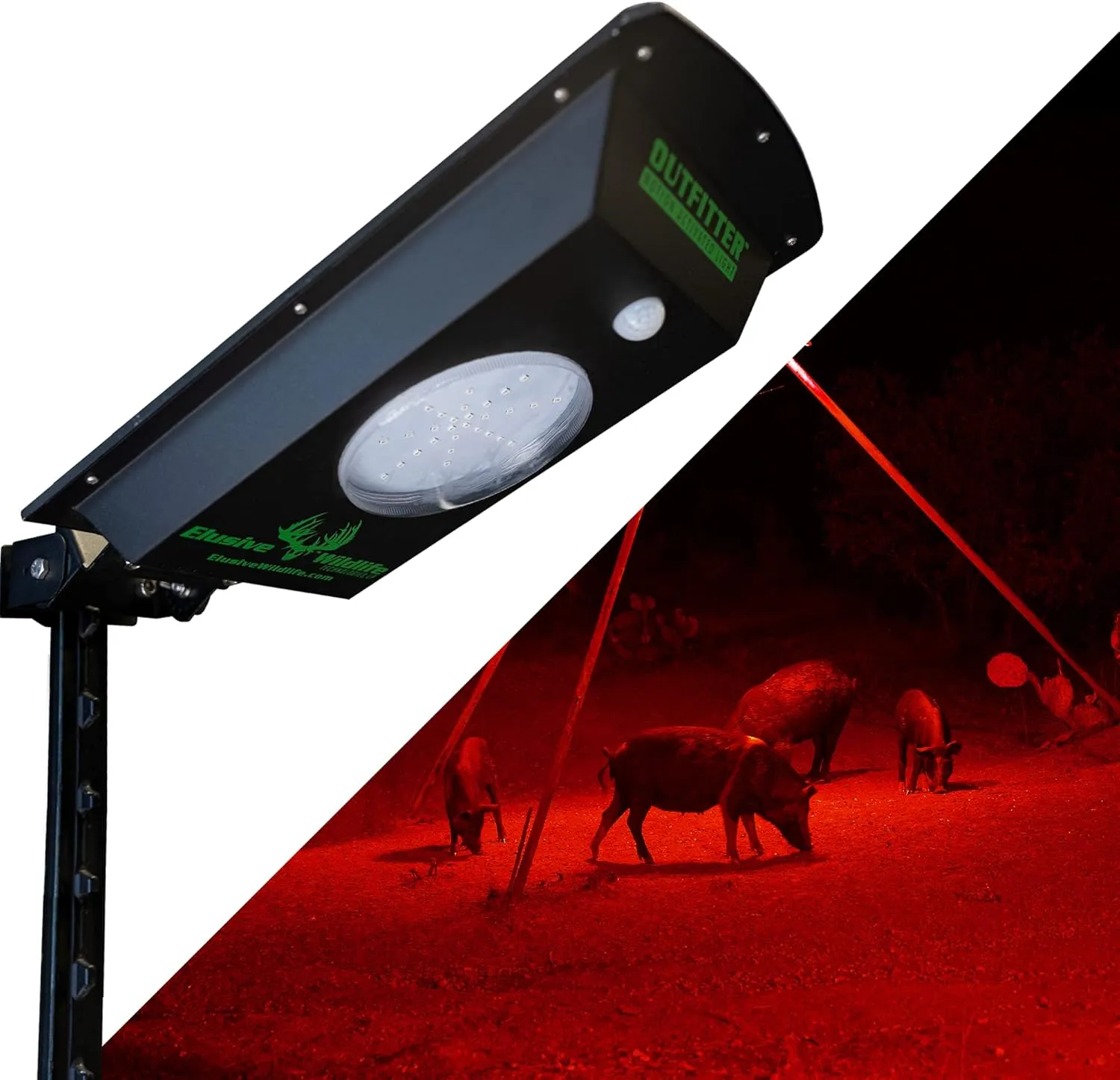 Elusive Wildlife | Kill Light Outfitter Solar-Powered Feeder Light - Night Hog Hunting | Motion-Activated, High-Intensity Lighting (Red)
