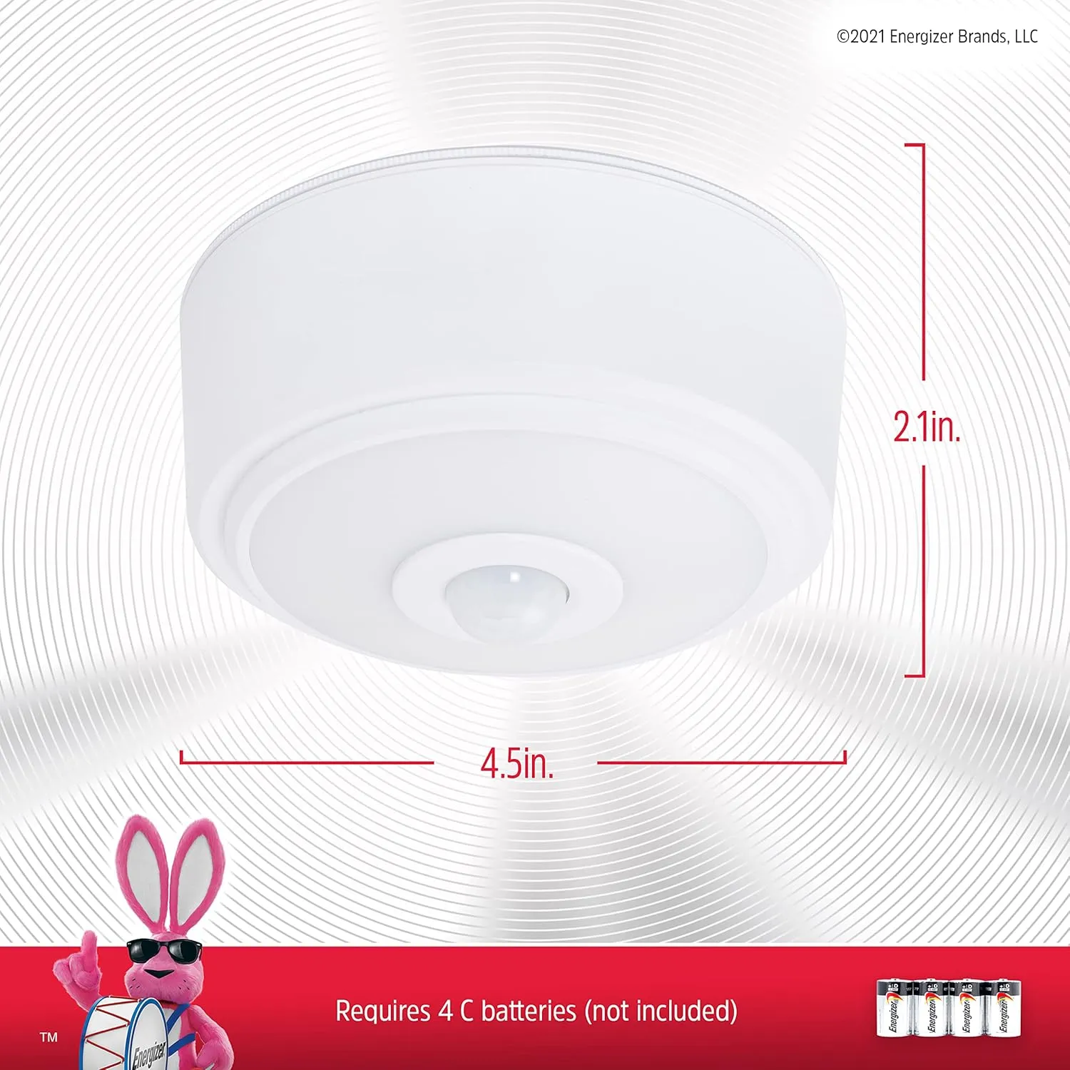 Energizer Motion-Activated LED Ceiling Light, Battery Operated, 100 Lumens, No Wiring Needed, 15ft. Motion Sensing, Great for Laundry Room, Garage, Closets, and More, 39867
