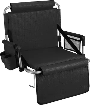 EverCor Stadium Bleacher Seat with Backrest and Armrest-Premium Staduim Seating for Bleachers:Cushioned Padded Foldable with Pockets and Cup Holder