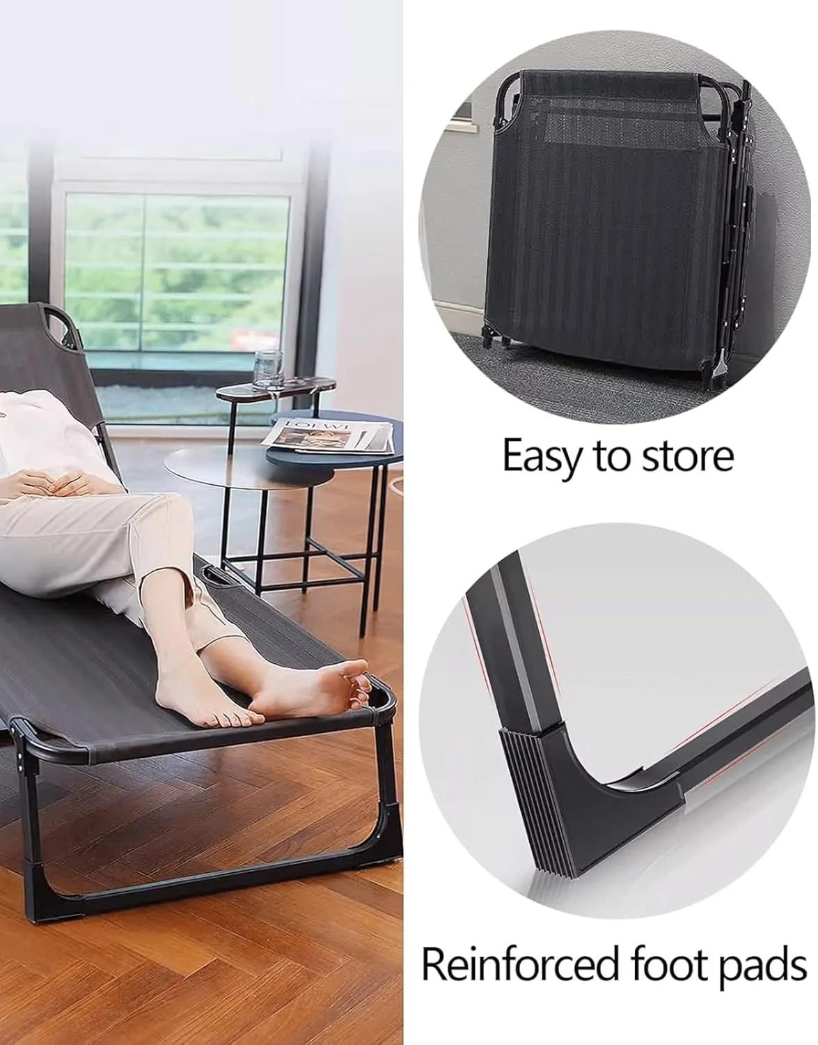 EYPKPL cots for Sleeping Camping Cots Oxford Cloth Camping Cots for Adults with Pillow Foldable Camping Cot Load 551lbs Portable Reclining Chaise Stretching Freely