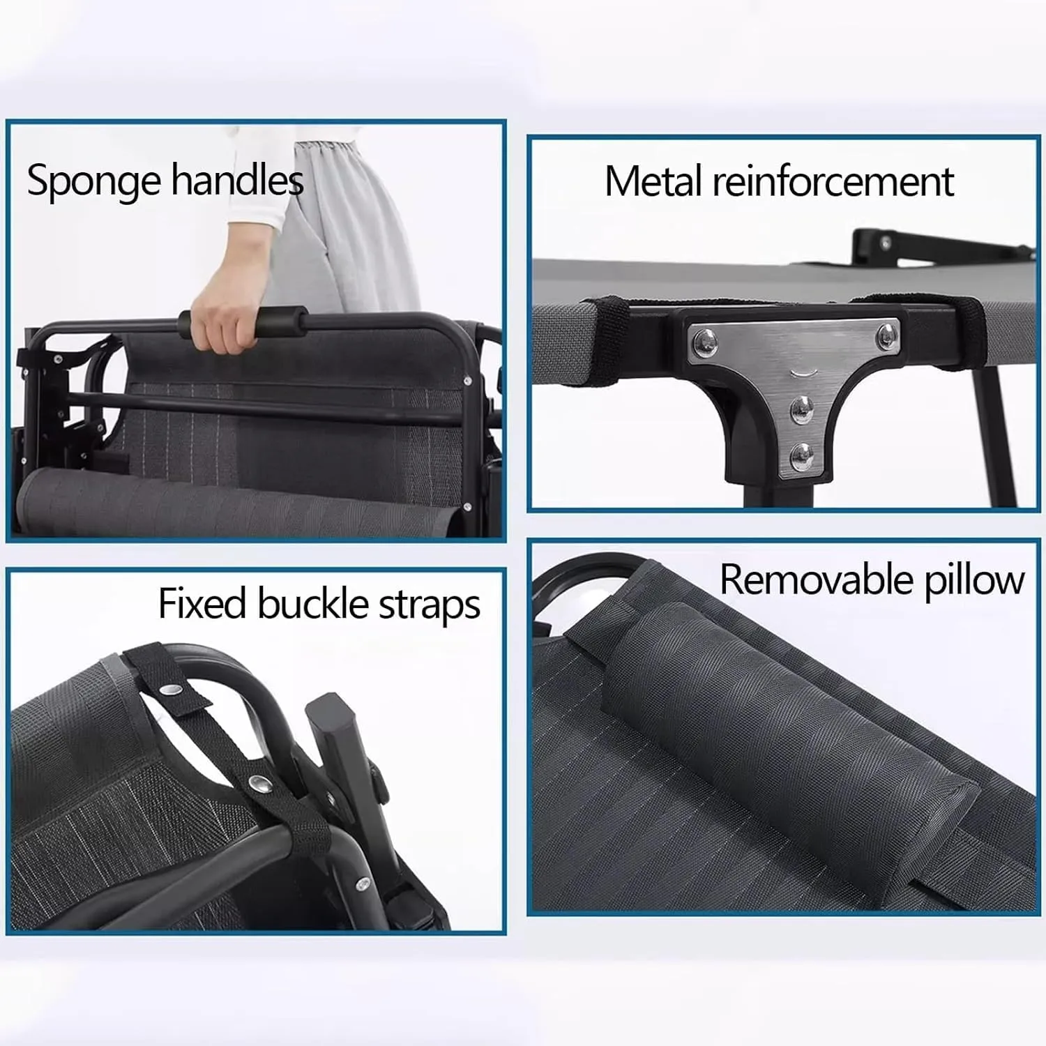 EYPKPL cots for Sleeping Camping Cots Oxford Cloth Camping Cots for Adults with Pillow Foldable Camping Cot Load 551lbs Portable Reclining Chaise Stretching Freely