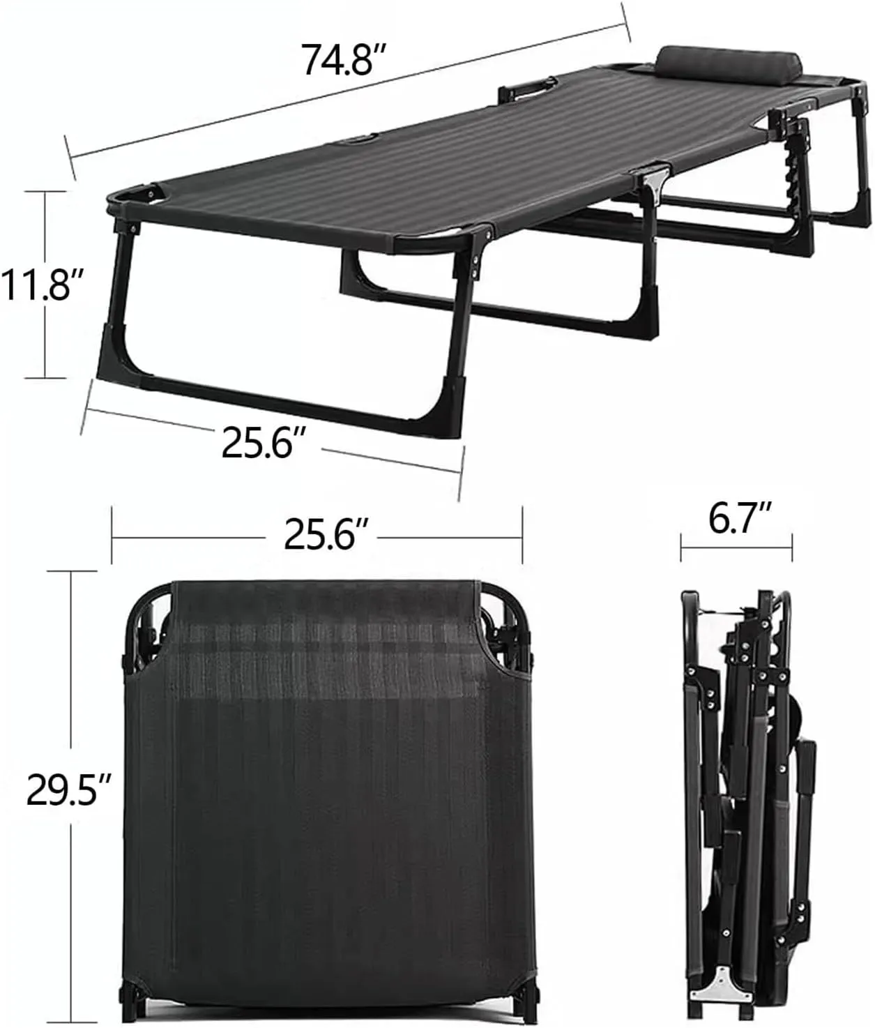EYPKPL cots for Sleeping Camping Cots Oxford Cloth Camping Cots for Adults with Pillow Foldable Camping Cot Load 551lbs Portable Reclining Chaise Stretching Freely