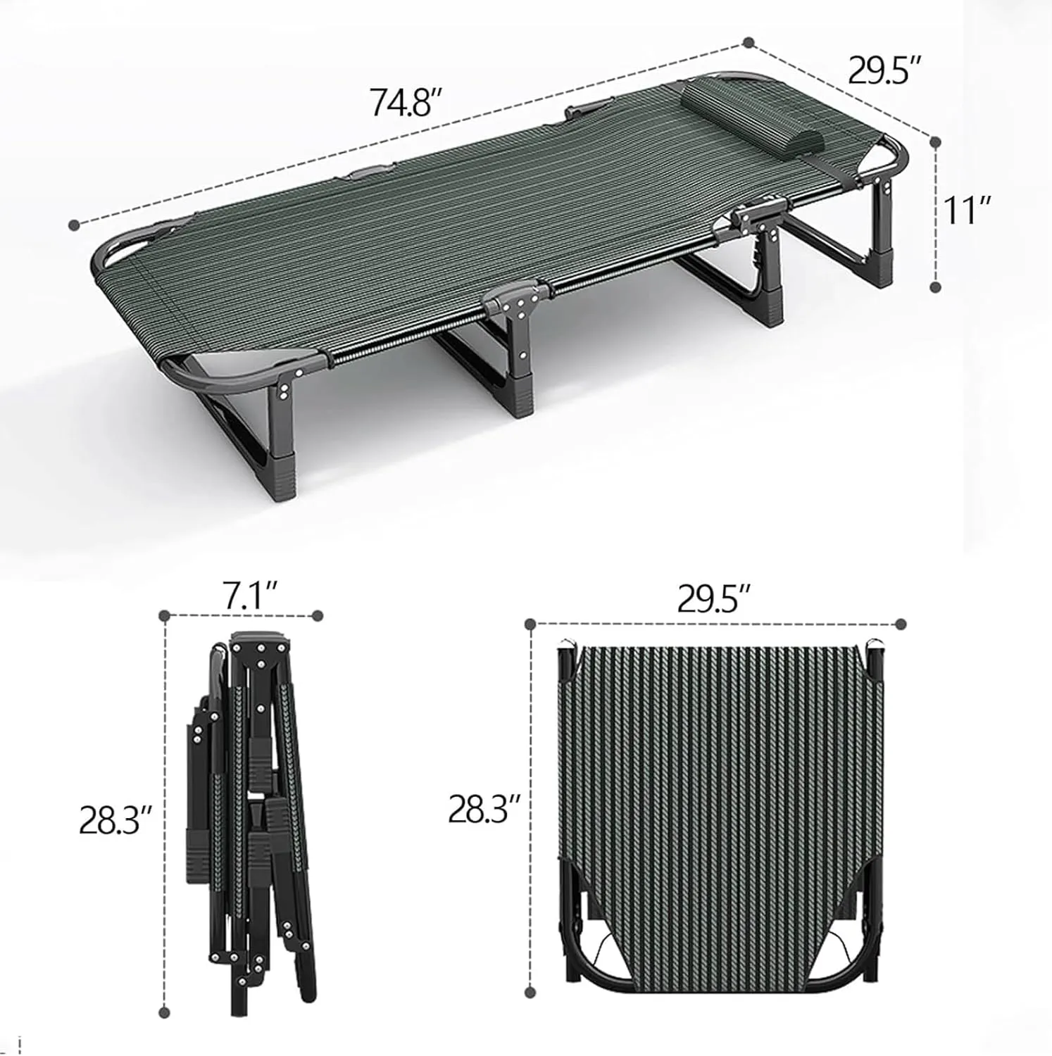 EYPKPL cots for Sleeping Foldable Camping Cot 4 Adjustment Levels Camping Cots for Adults Extra Wide Cots for Camping Load 551lb Portable Camping Cot Stretching Freely