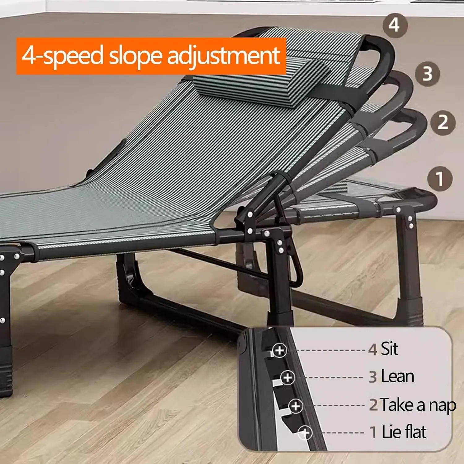 EYPKPL cots for Sleeping Foldable Camping Cot 4 Adjustment Levels Camping Cots for Adults Extra Wide Cots for Camping Load 551lb Portable Camping Cot Stretching Freely