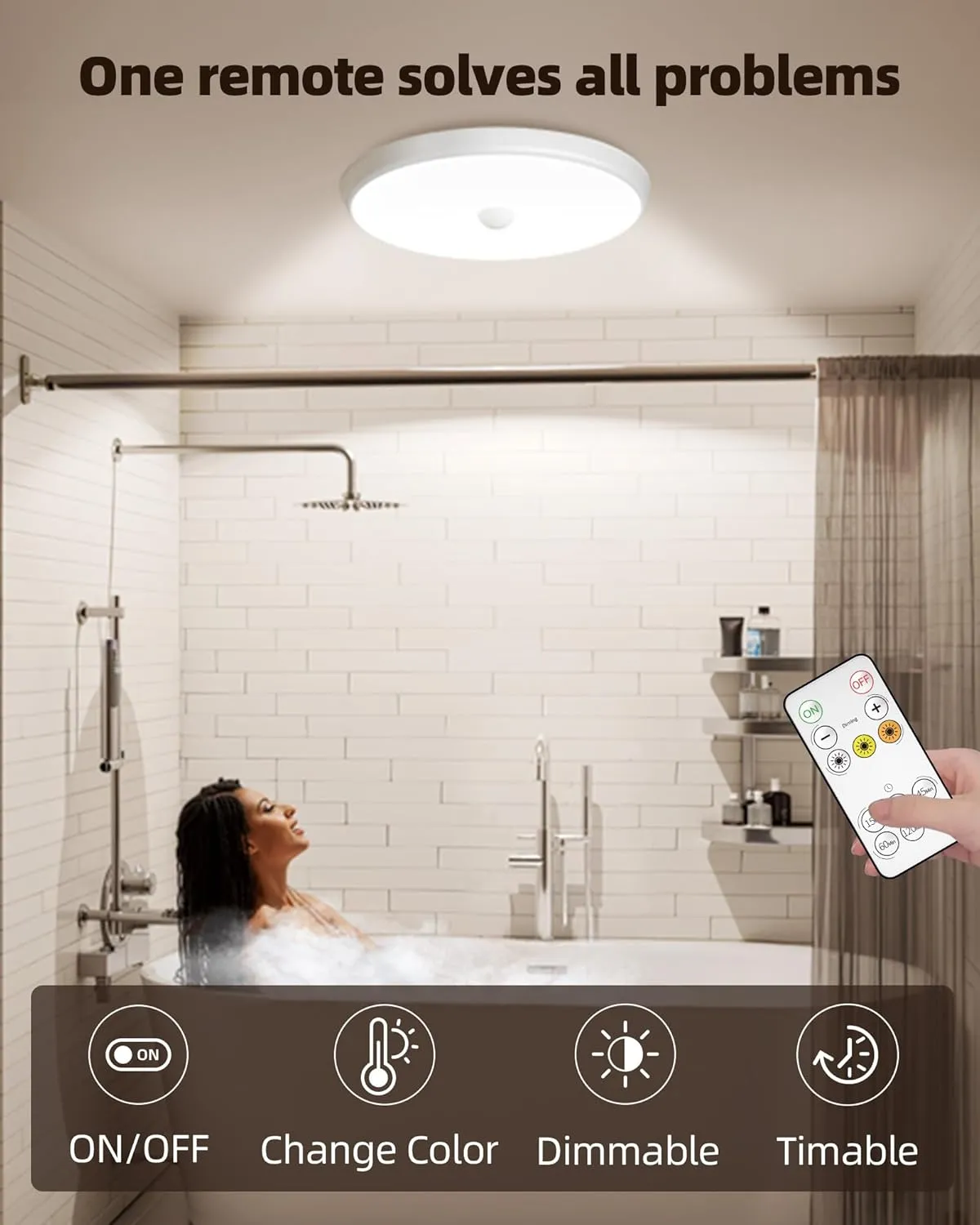 EZVALO Rechargeable Motion Sensor Ceiling Light, 10000mAh Wireless Closet Lights, Battery Operated Ceiling Light with Remote, 400 LM Motion Activated Lights for Pantry, Shower, Stairs, Garage 2Pack