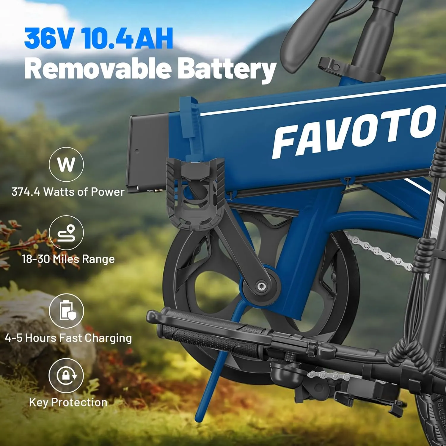 Favoto Aluminum Lightweight Folding Electric Bike-14 Ebike for Adults with 36V 10.4Ah, 374WH Battery Up to 25 Miles 18MPH, Dual Disc Brakes Electric Bicycle for Commuting,UL 2849 Certified