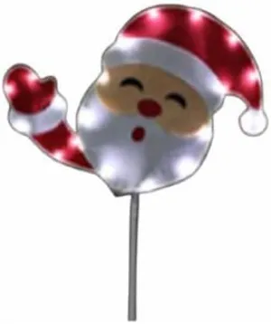 FCB-XM-OX0052 Santa Face Pathway Stake, LED Tape Lights, 32 in. - Quantity 5