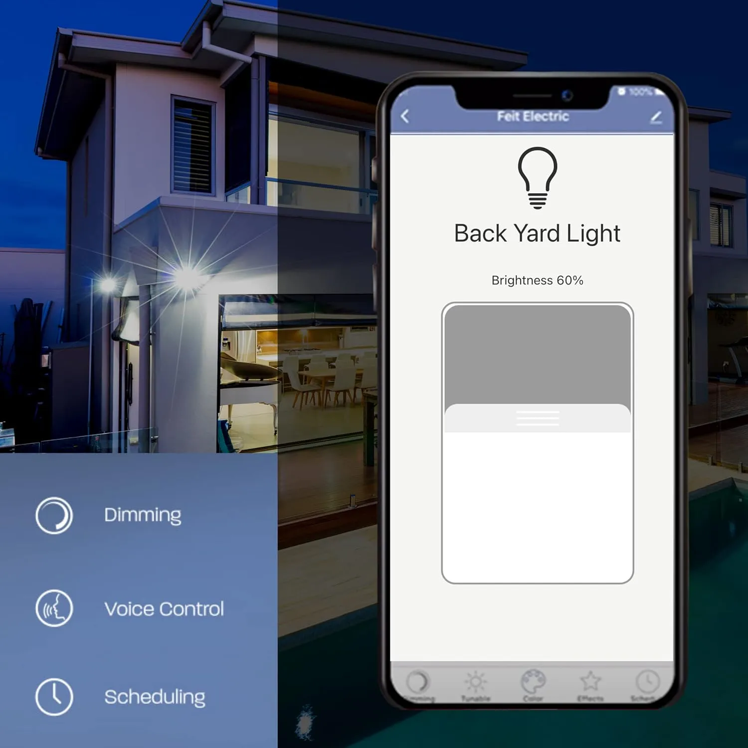 Feit Electric Smart Outdoor Flood Lights with Motion Sensor, 28W LED WiFi Security Light with Dusk to Dawn Compatible with Alexa and Hey Google, Tunable White, 2 Head, Hardwired, S9DFL/CCT/MOT/BZ/AG