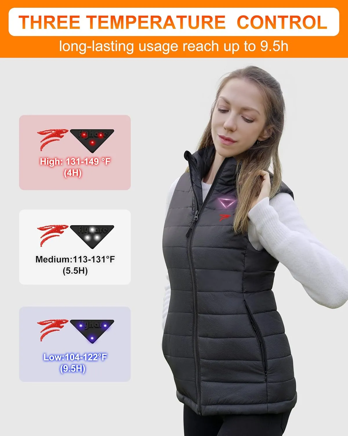 Flyhare Women's Heated Vest With Battery Pack, Warming Lightweight Vest for Hiking/Golfing