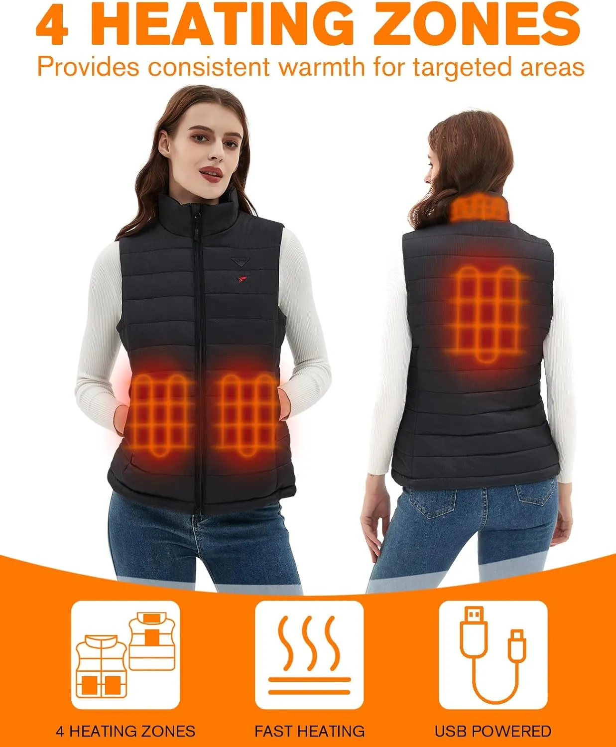 Flyhare Women's Heated Vest With Battery Pack, Warming Lightweight Vest for Hiking/Golfing