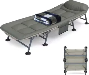 Fold Up Beds for Adults Eight Legged Support Folding Camping Cot Six Adjustable Backrests Portable Folding Outdoor Cot for Outdoor Travel Camp Beach Vacation(Green A 190 * 65 * 42cm)