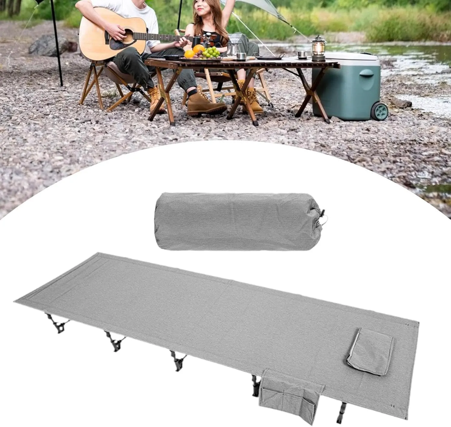 Foldable Camping Cot Sleeping Cot Sturdy with Carry Bag Single Outdoor Bed Camp Bed for Hiking Home Backpacking Adults Travel, Gray