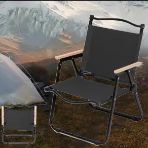 Foldable Outdoor Camping Chair, Portable Folding Beach Chair, Heavy Duty Seat Low Stool Lightweight for Picnic Fishing Hiking Lawn Backyard(Black,Large)