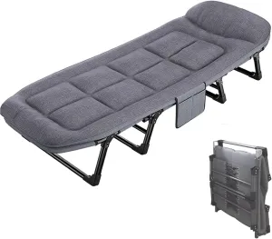Folding Bed with Mattress for Adults, Queen Rollaway Beds with Multiple Adjustable Gears, Ergonomic Design, for Guests for Outdoor Travel & Office/Home Nap, Easy Storage(Style 8-55x170)