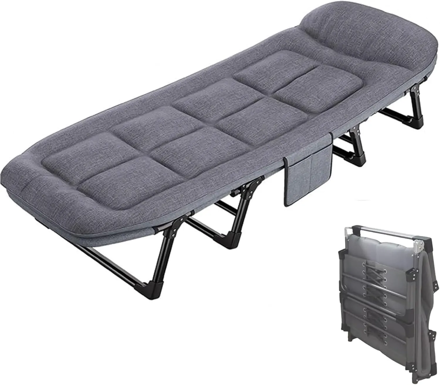 Folding Bed with Mattress for Adults, Queen Rollaway Beds with Multiple Adjustable Gears, Ergonomic Design, for Guests for Outdoor Travel & Office/Home Nap, Easy Storage(Style 8-55x170)