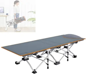 Folding Camp Bed for Adults, Portable Guest Bed Rollaway Bed for Adults with Metal Steel Frame 100KG Capacity Heavy Duty Sturdy Single Sleeping Cot for Travel Beach Hiking Office