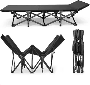 Folding Camping Bed, Portable Beds for Adults, Ergonomics, Frosted Craftsmanship, 600D Oxford Cloth, Non-Slip Foot Pad, Portable Storage(66x188)