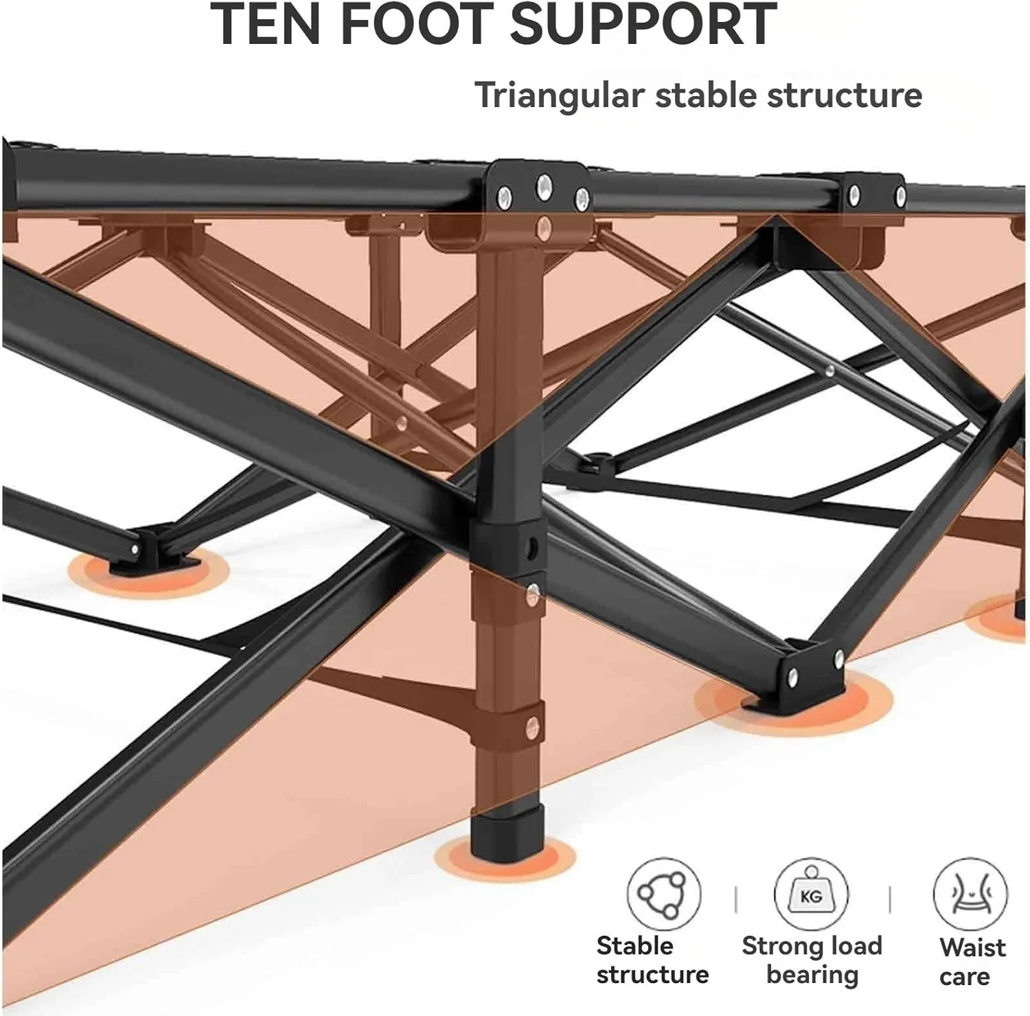 Folding Camping Bed, Portable Beds for Adults, Ergonomics, Frosted Craftsmanship, 600D Oxford Cloth, Non-Slip Foot Pad, Portable Storage(66x188)