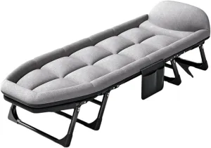 Folding Camping Beds with Mattress, Extra Wide Heavy Duty Sturdy Camp Bed for Adults, Portable Sleeping Cot for Travel Outdoor Office Indoor Fishing,190x65cm