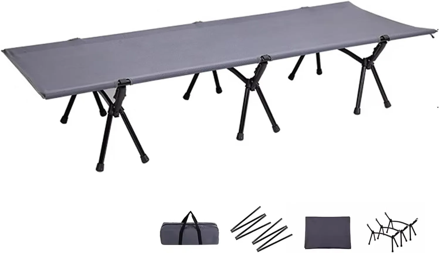 Folding Camping Cot 76" L X 25.6" W X 15" H Heavy Duty Sleeping Cots with Carry Bag, Portable Bed Folding max Loading 265lbs for Home, Office Nap and Outdoor Beach