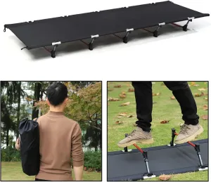 Folding Camping Cot Bed, Folding Camping Bed Lightweight Portable Cot, Folding Camping Cot Bed with Storage Bag High Stability 150kg Load Capacity Easy Setup Portable Compact Folding Bed Bla