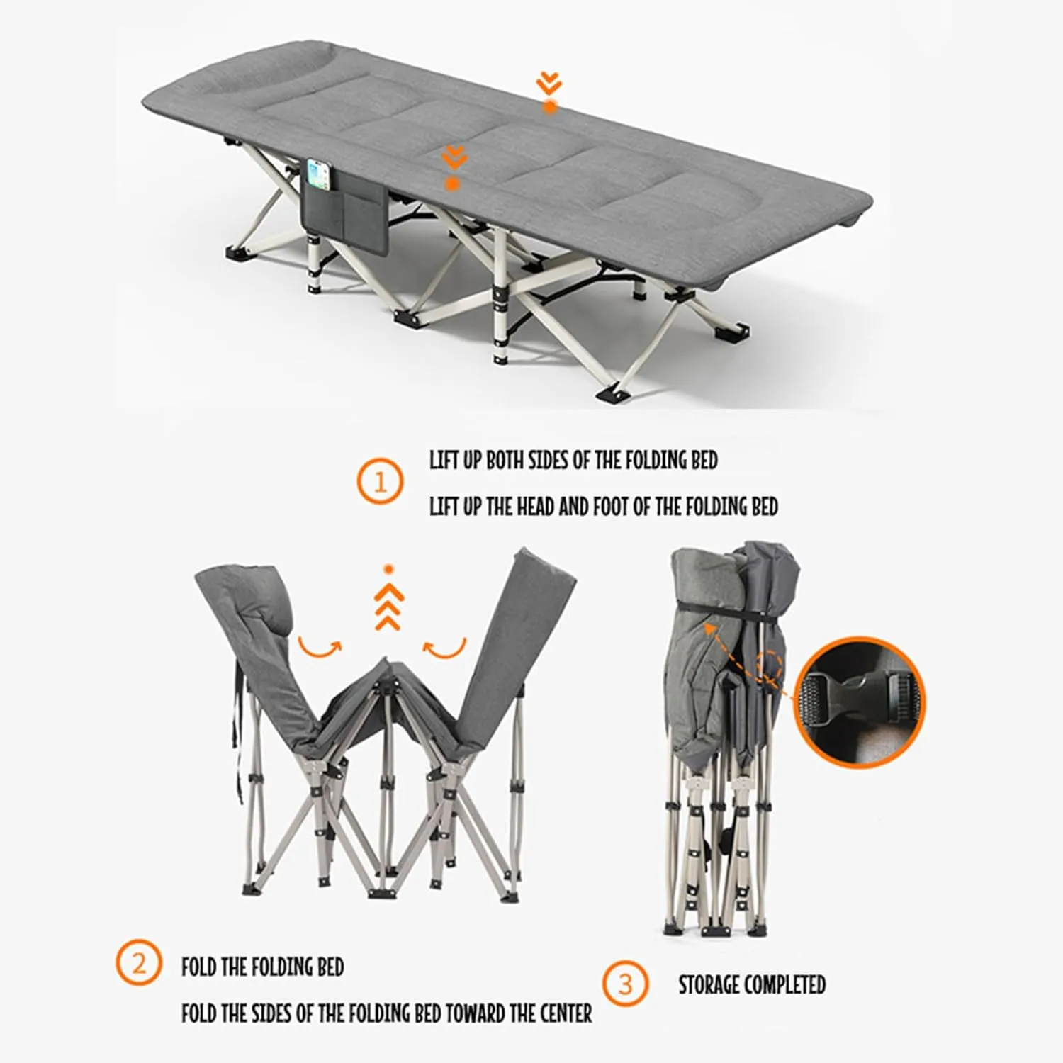 Folding Camping Cot, Portable Folding Camping Cot, Outdoor Patio Folding Lounge Chair, Perfect for Camping, Pool, Beach, Patio,Office