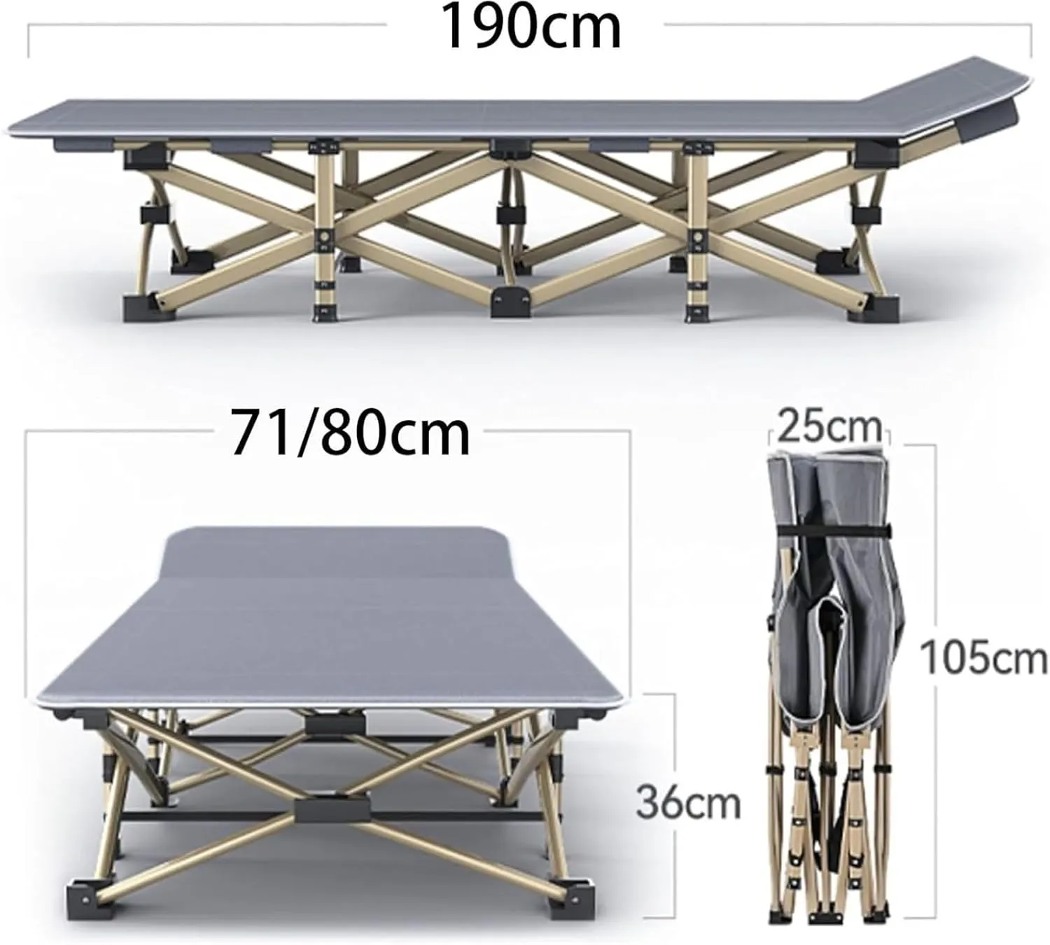Folding Camping Cot,Camping Cot for Adults, Extra Wide Folding Bed 1300D Oxford Sleeping Bed for Adults Comfortable Supports 330 Lbs Indoor Office Nap and Beach(190 * 71 * 36cm)