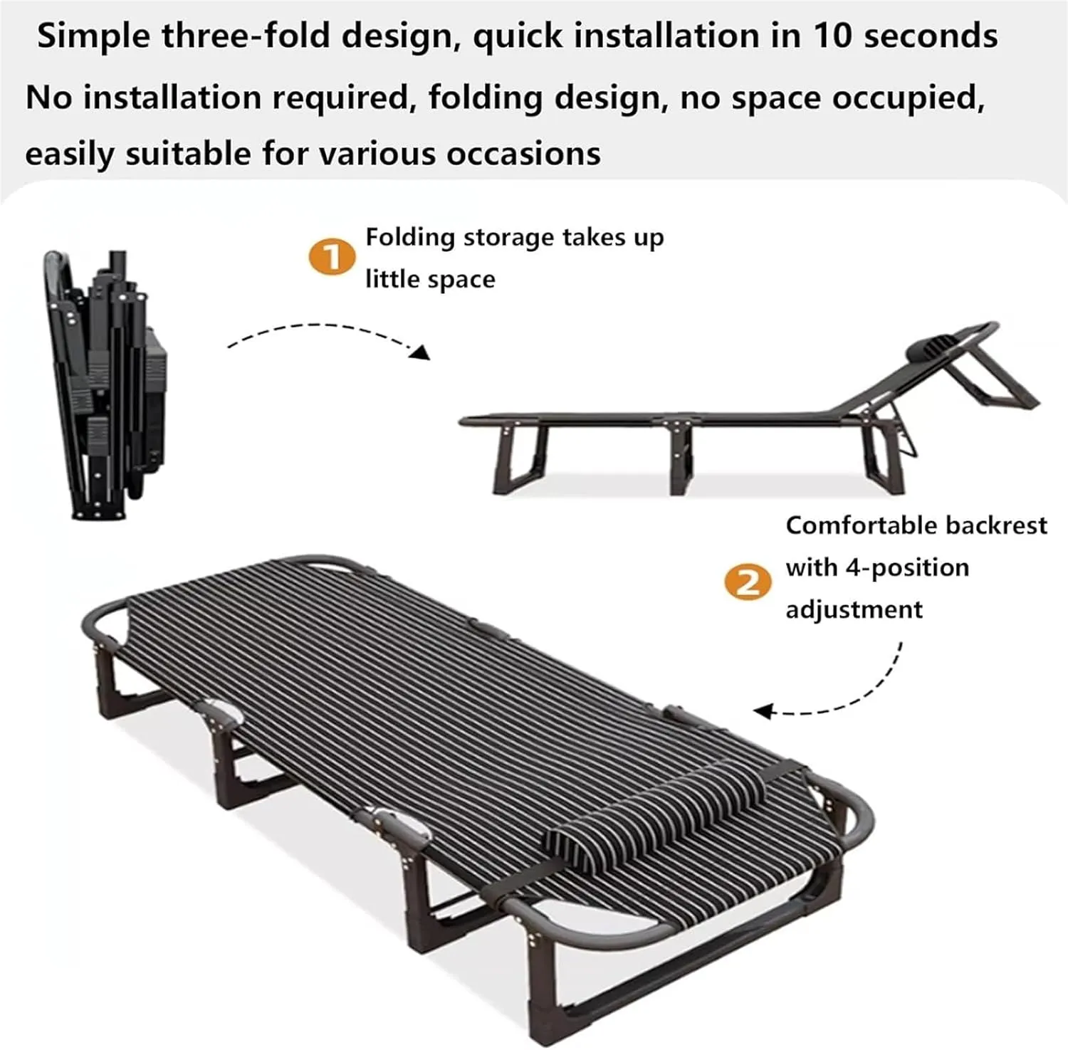 Folding Camping Cot,Camping Cot for Adults, Lightweight Tent Cot Sleeping Cots for Adultsfor Camp Home Office Camp Travel Vacation Nap Time(190 * 68 * 28cm)