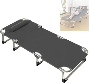 Folding Camping Cot,Camping Cot for Adults, Width Foldable Guest Bed with Adjustable 4 Position Comfortable Heavy Duty Camp Cot for Adults Outdoor Indoor