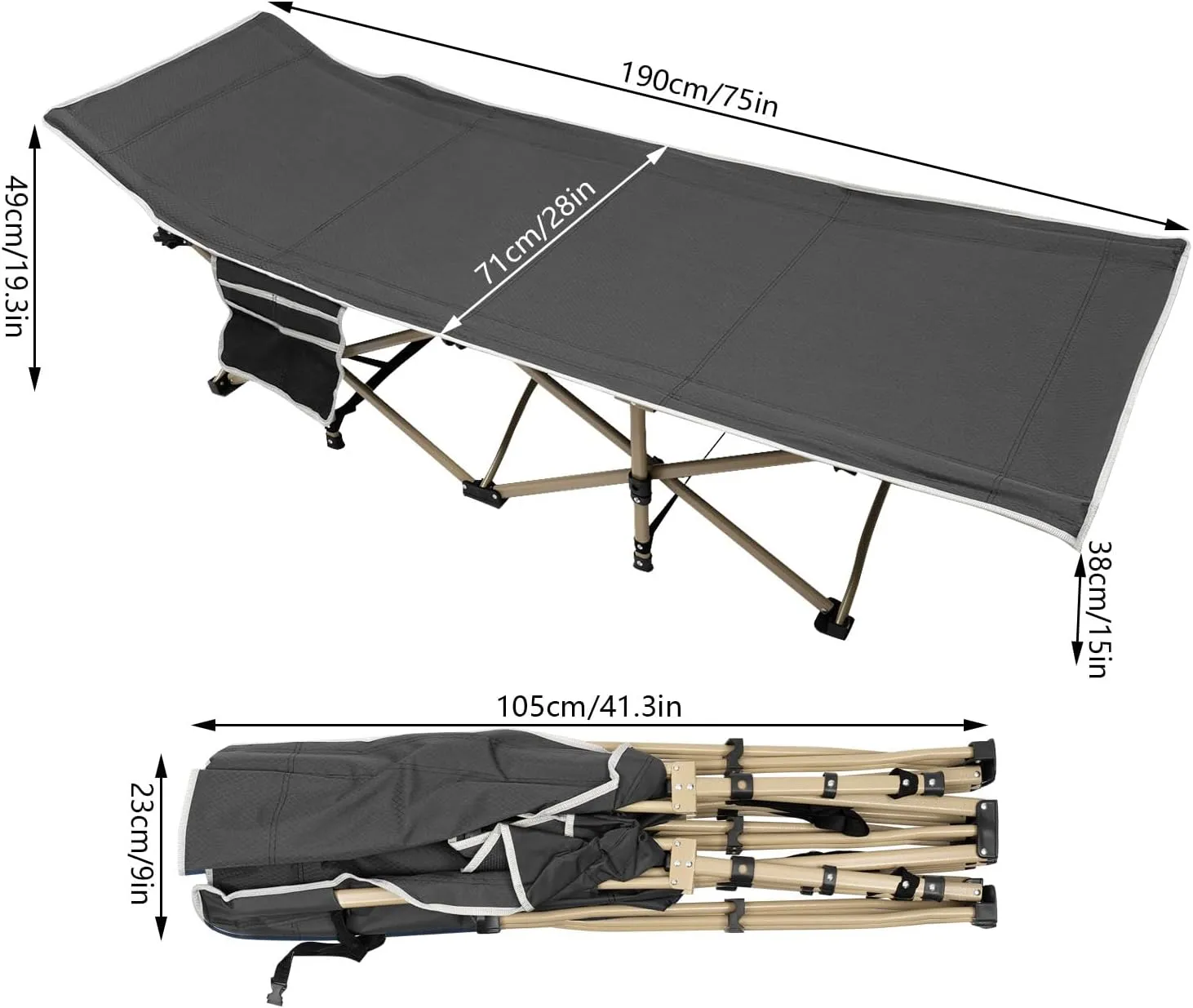 Folding Sleeping Cots, Portable Camping Cots, Outdoors Camping Cot for Outdoor Camp, Hiking, Travel, Beach, and Picnic Tent Cots (1, Gray)