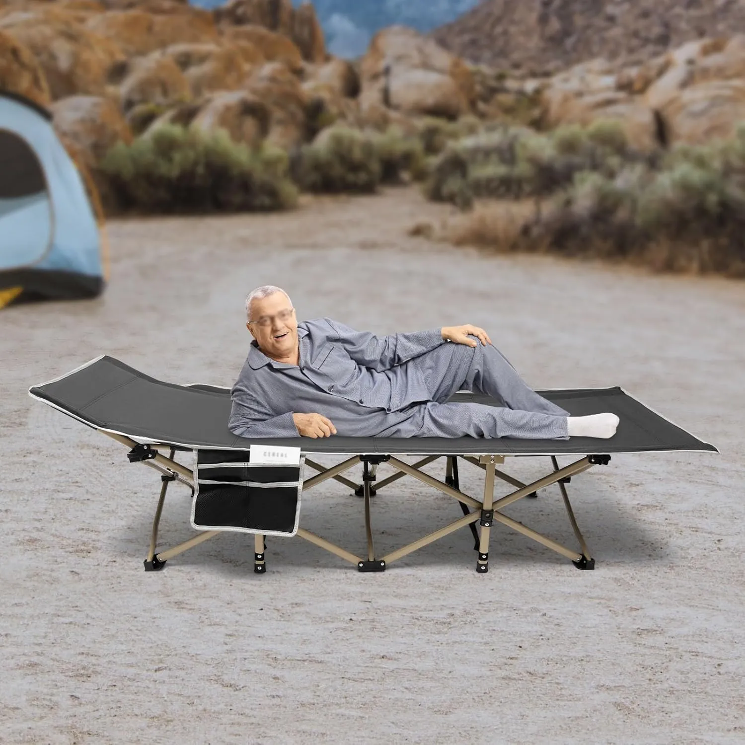 Folding Sleeping Cots, Portable Camping Cots, Outdoors Camping Cot for Outdoor Camp, Hiking, Travel, Beach, and Picnic Tent Cots (1, Gray)