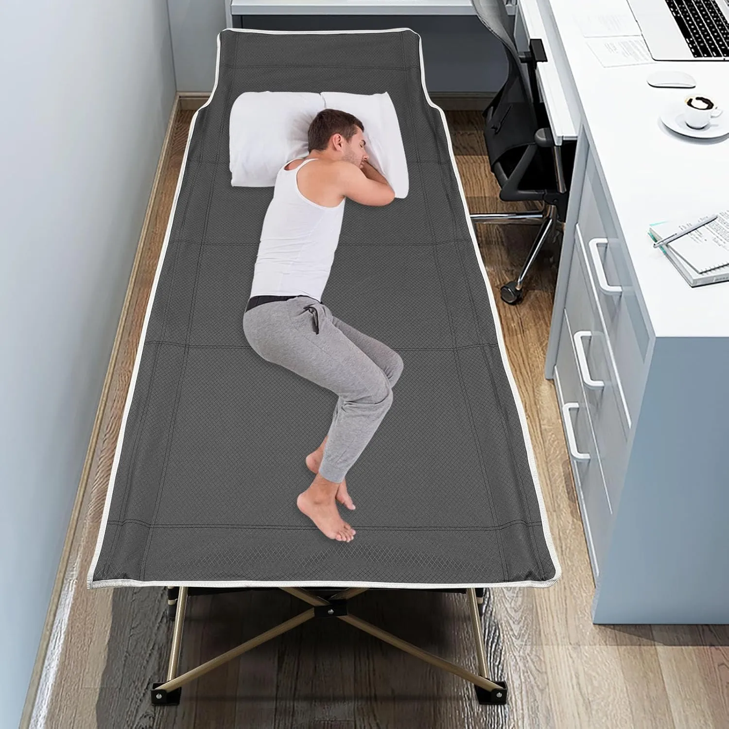 Folding Sleeping Cots, Portable Camping Cots, Outdoors Camping Cot for Outdoor Camp, Hiking, Travel, Beach, and Picnic Tent Cots (1, Gray)