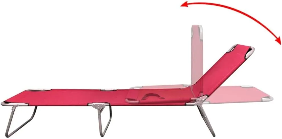 Folding Sun Lounger Powder-Coated Steel RedLuxury Sun Loungers with Adjustable Backrest and Cushioned Seat