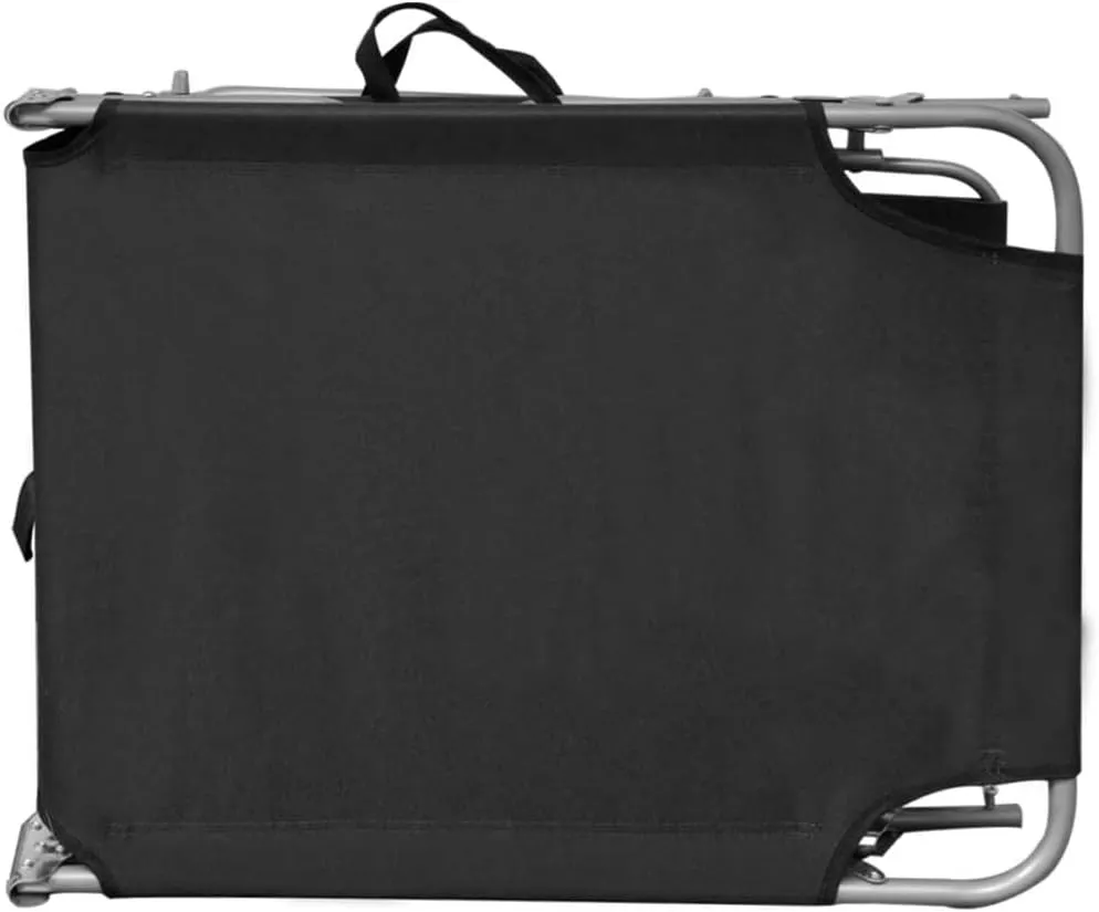 Folding Sun Lounger with Canopy Steel and Fabric BlackLuxury Sun Loungers with Adjustable Backrest and Cushioned Seat