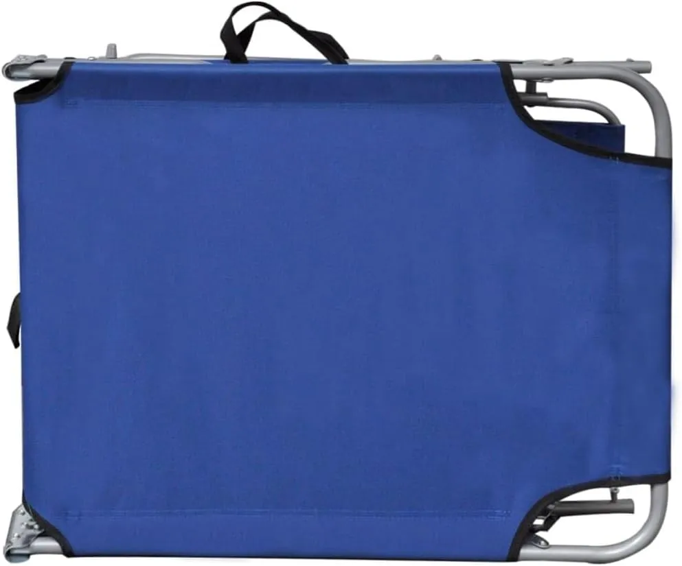 Folding Sun Lounger with Canopy Steel and Fabric BlueLuxury Sun Loungers with Adjustable Backrest and Cushioned Seat