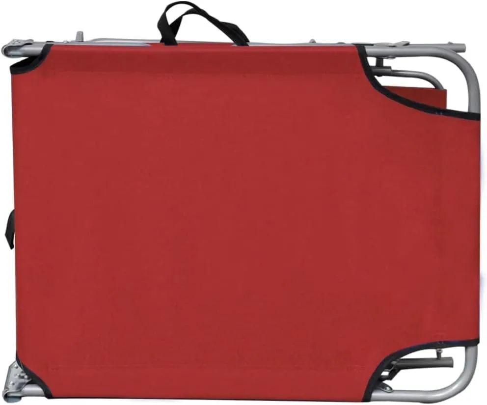 Folding Sun Lounger with Canopy Steel and Fabric RedLuxury Sun Loungers with Adjustable Backrest and Cushioned Seat