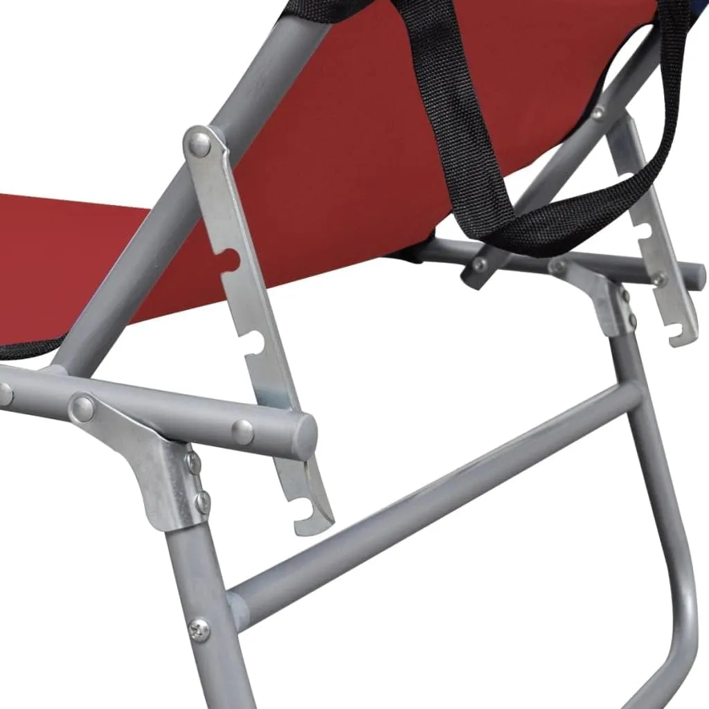 Folding Sun Lounger with Canopy Steel and Fabric RedLuxury Sun Loungers with Adjustable Backrest and Cushioned Seat