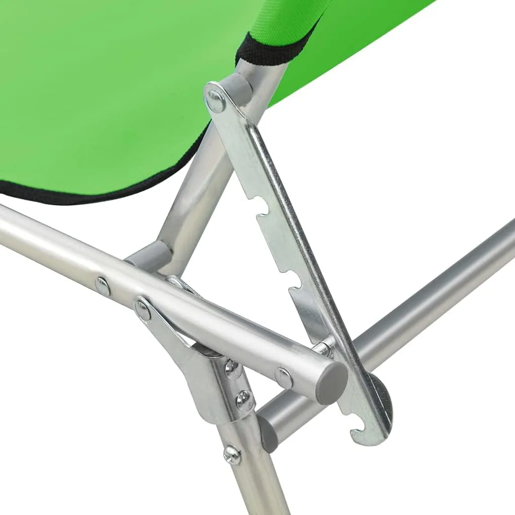 Folding Sun Lounger with Canopy Steel Apple GreenLuxury Sun Loungers with Adjustable Backrest and Cushioned Seat