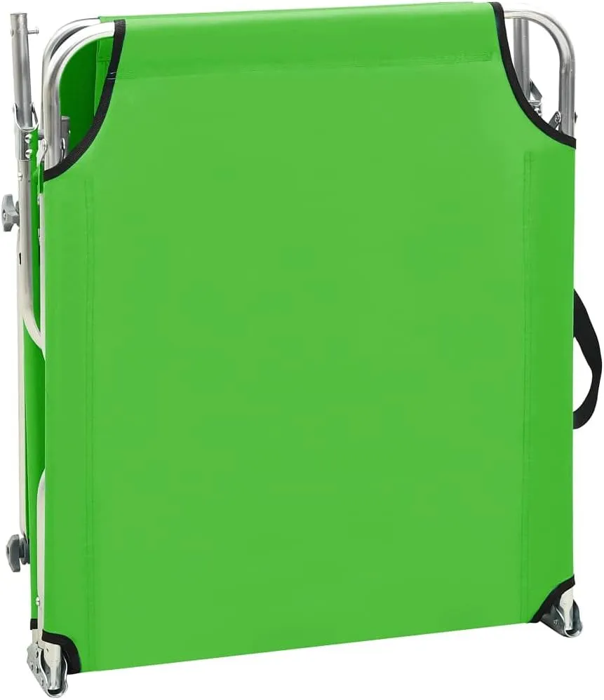 Folding Sun Lounger with Canopy Steel Apple GreenLuxury Sun Loungers with Adjustable Backrest and Cushioned Seat