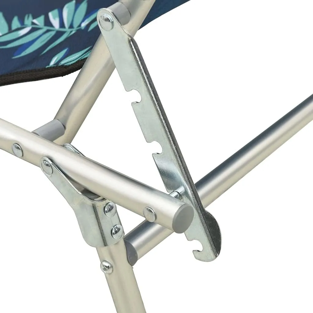 Folding Sun Lounger with Canopy Steel Leaves PrintLuxury Sun Loungers with Adjustable Backrest and Cushioned Seat