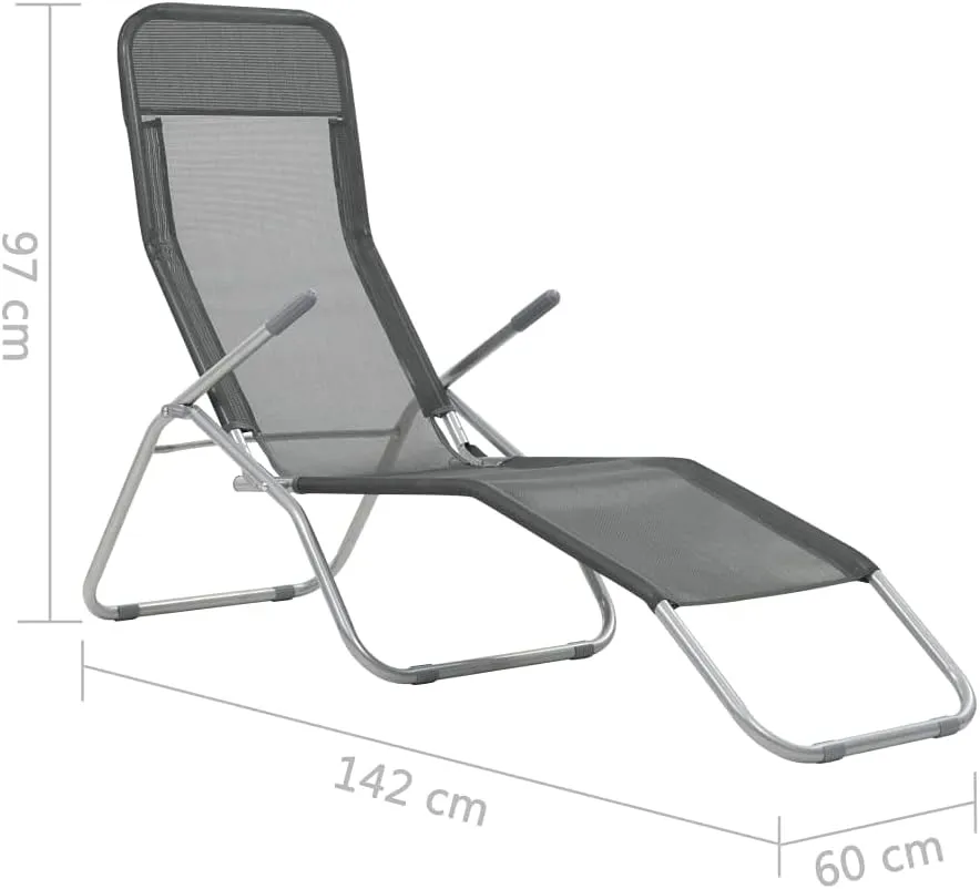 Folding Sun Loungers 2 pcs Textilene AnthraciteLuxury Sun Loungers with Adjustable Backrest and Cushioned Seat
