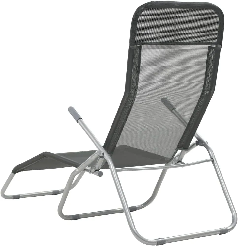 Folding Sun Loungers 2 pcs Textilene AnthraciteLuxury Sun Loungers with Adjustable Backrest and Cushioned Seat