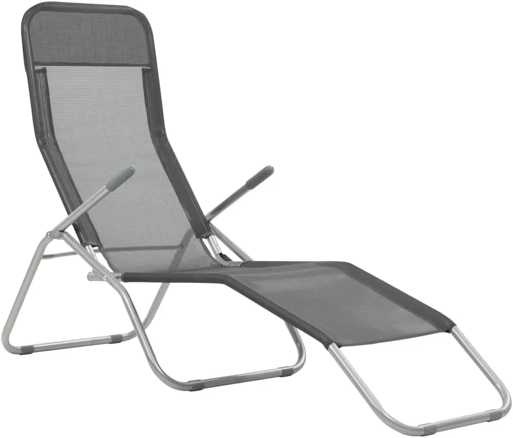 Folding Sun Loungers 2 pcs Textilene AnthraciteLuxury Sun Loungers with Adjustable Backrest and Cushioned Seat